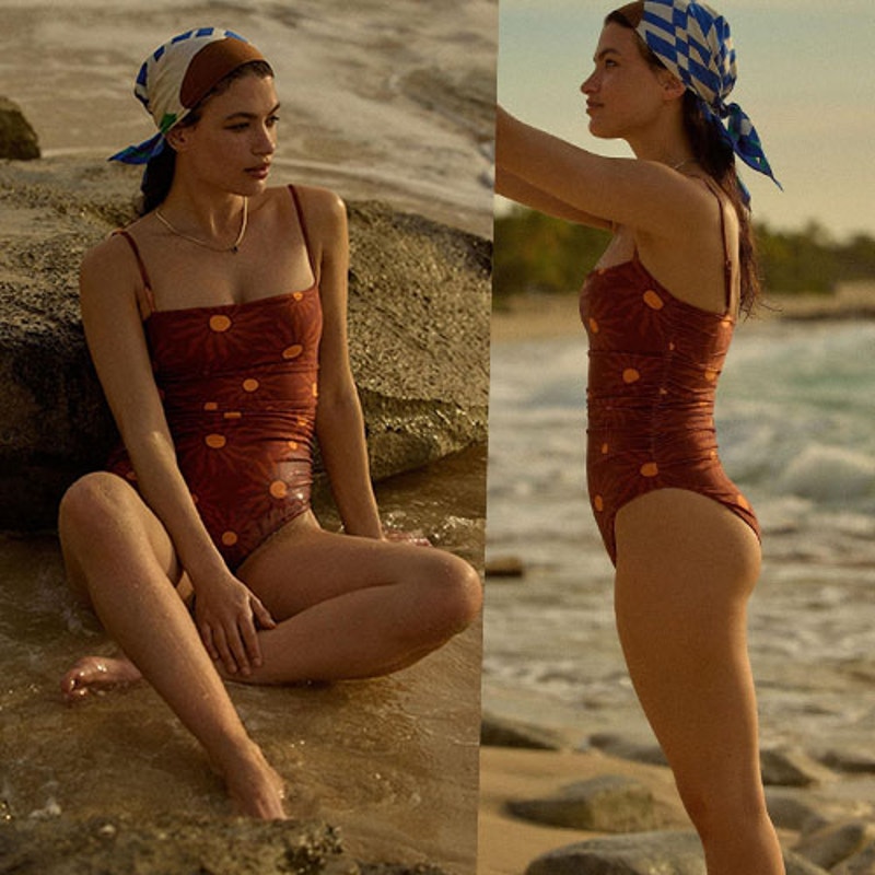 New Beach Riot X Anthropologie Mica One-Piece Adjustable Swimsuit Cedar Size: Xl